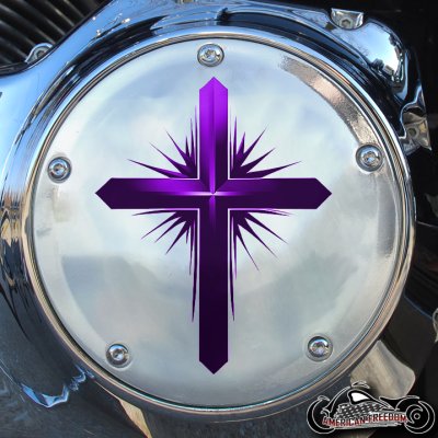 Chrome Harley Davidson Derby Cover - Dark Cross Purple
