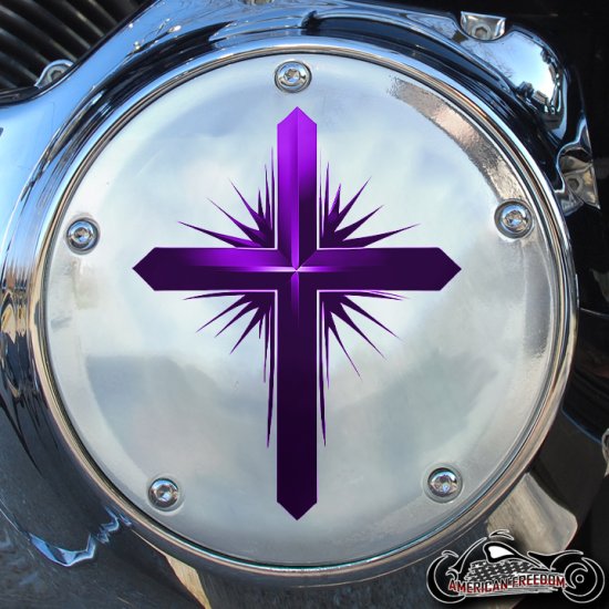 Chrome Harley Davidson Derby Cover - Dark Cross Purple