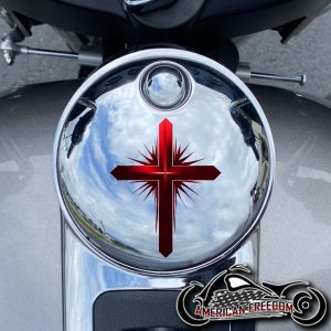 Chrome Harley Davidson Fuel Door - Dark Cross Red
