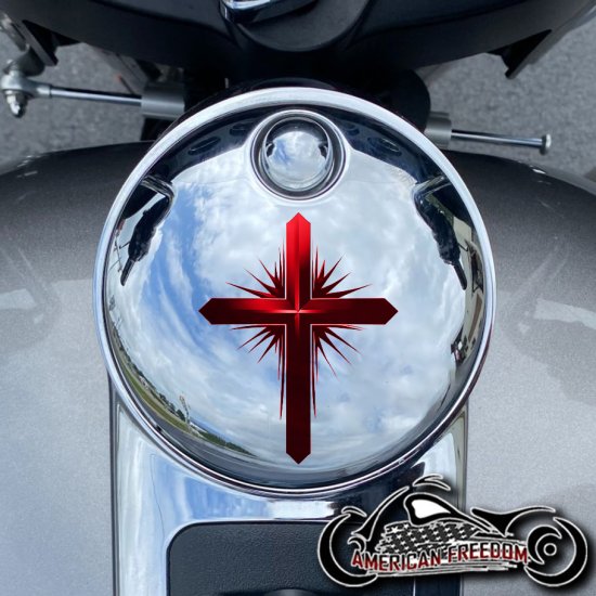 Chrome Harley Davidson Fuel Door - Dark Cross Red