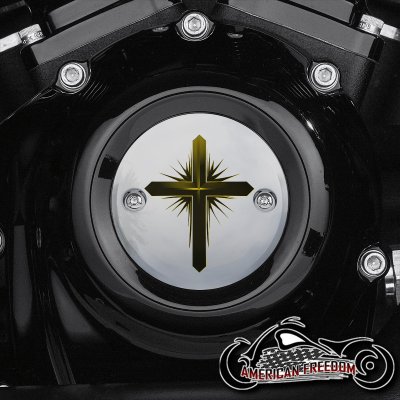 Chrome Harley Davidson Timing Cover - Dark Cross Yellow