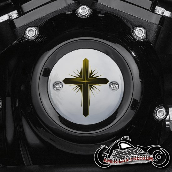 Chrome Harley Davidson Timing Cover - Dark Cross Yellow