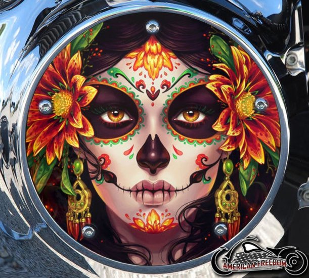 Custom Derby Cover - Day Of The Dead Flowers