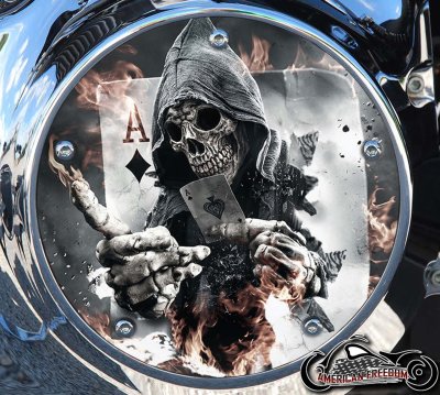 Custom Derby Cover - Ace Reaper With Flames