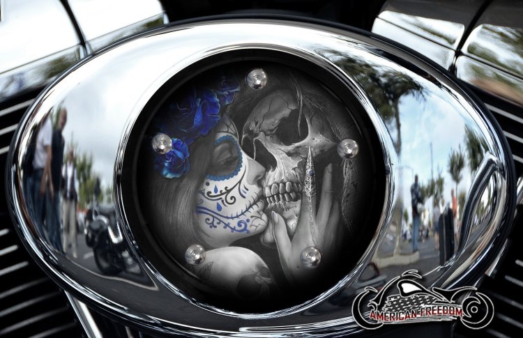 Custom Air Cleaner Cover - Death Kiss (Blue)