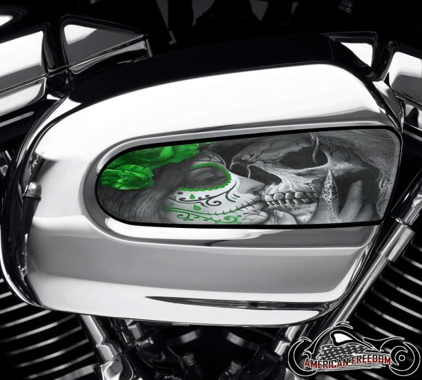 Harley Davidson Wedge Air Cleaner Insert - Death Kiss (Green)