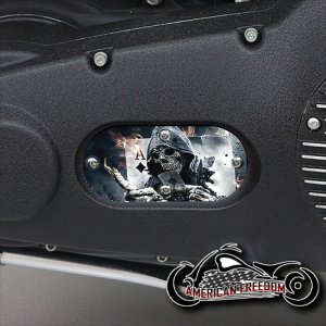 Custom Oval Inspection Cover - Ace Reaper With Flames