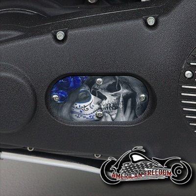Custom Oval Inspection Cover - Death Kiss Blue