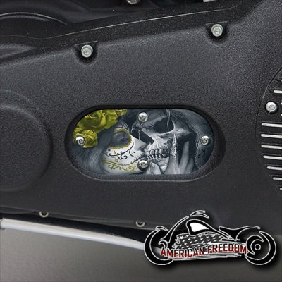 Custom Oval Inspection Cover - Death Kiss Yellow
