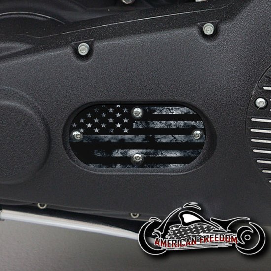Custom Oval Inspection Cover - Distressed B/W Flag