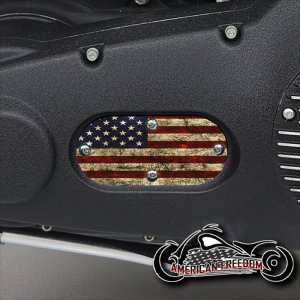 Custom Oval Inspection Cover - Distressed US Flag