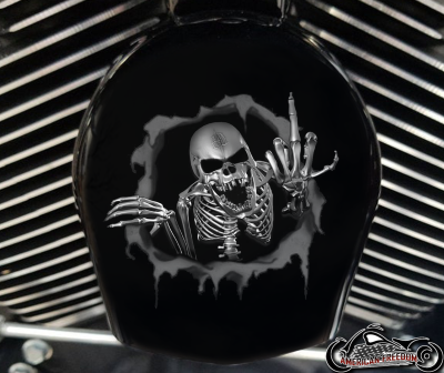Custom Horn Cover - FU Skeleton B&W
