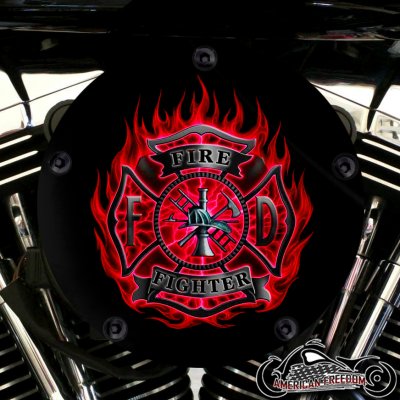 Harley Davidson High Flow Air Cleaner Cover - Firefighter Flames