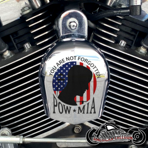 Chrome Harley Davidson Horn Cover - Pow Mia Flag