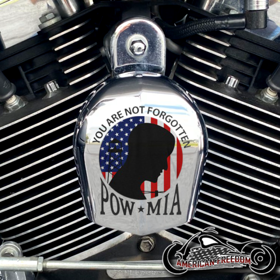 Chrome Harley Davidson Horn Cover - Pow Mia Flag
