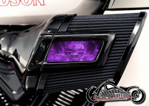 Harley 2025+ Heavy Breather Insert - Flame Skull Purple