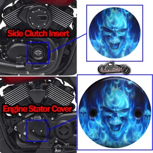 Harley Davidson XG500/XG750 2 Piece Set Blue flame skull