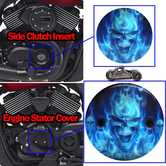 Harley Davidson XG500/XG750 2 Piece Set Blue flame skull