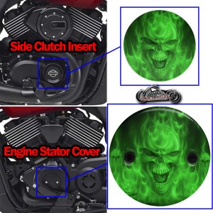 Harley Davidson XG500/XG750 2 Piece Set Flame skull Green