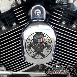 Chrome Harley Davidson Horn Cover - Freedom Never Dies Viking