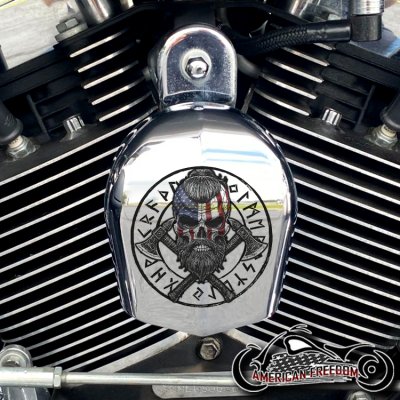 Chrome Harley Davidson Horn Cover - Freedom Never Dies Viking