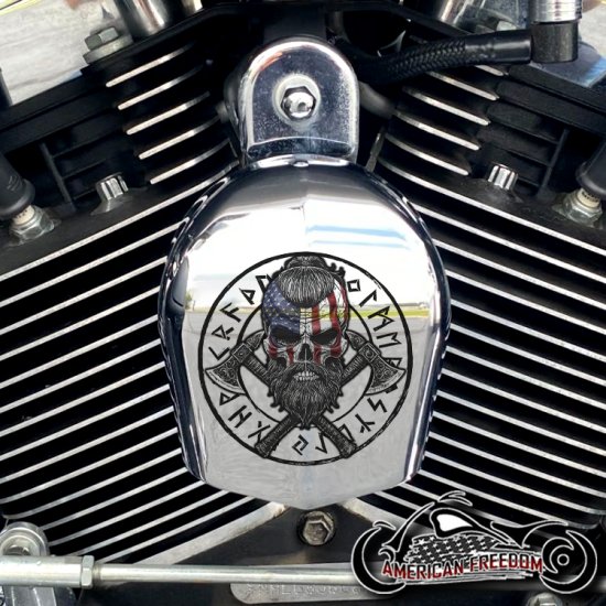 Chrome Harley Davidson Horn Cover - Freedom Never Dies Viking