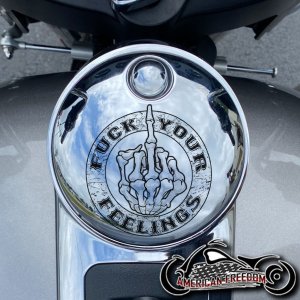 Chrome Harley Davidson Fuel Door - Fuck Your Feelings