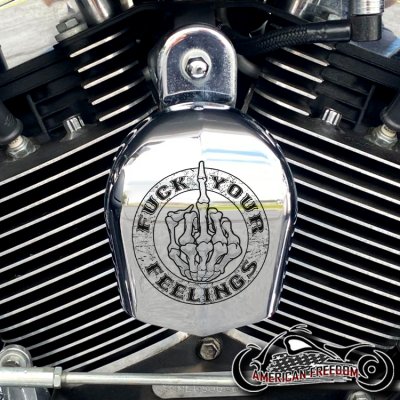 Chrome Harley Davidson Horn Cover - Fuck Your Feelings