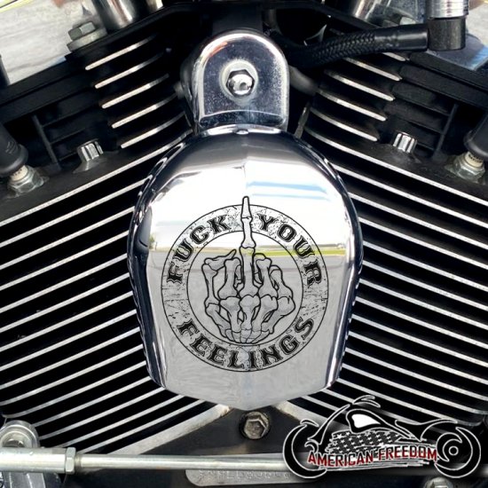 Chrome Harley Davidson Horn Cover - Fuck Your Feelings