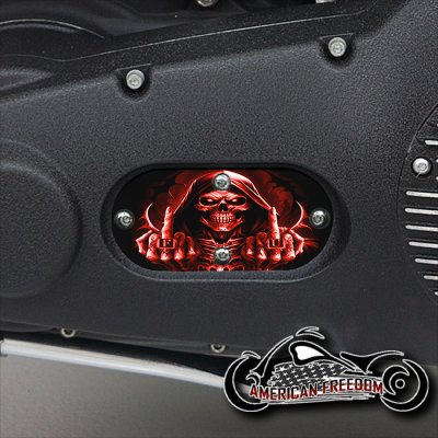 Custom Oval Inspection Cover - FU Reaper Red
