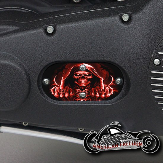 Custom Oval Inspection Cover - FU Reaper Red