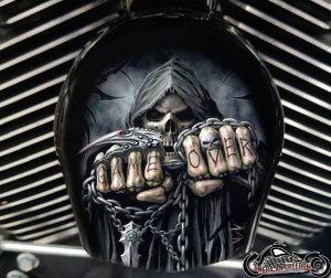 Custom Horn Cover - Game Over Reaper