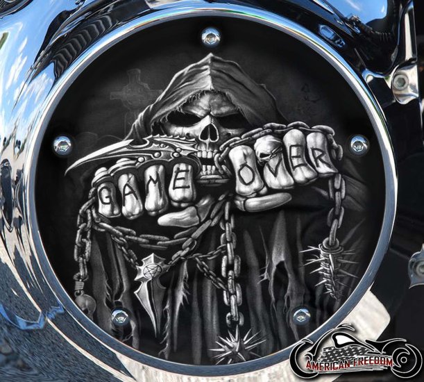 Custom Derby Cover - Game Over (B&W)