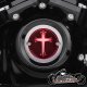 Chrome Harley Davidson Timing Cover - Glowing Cross Red