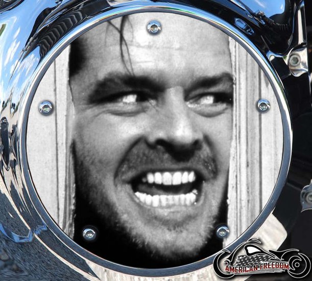 Custom Derby Cover - Here's Johnny (B&W)