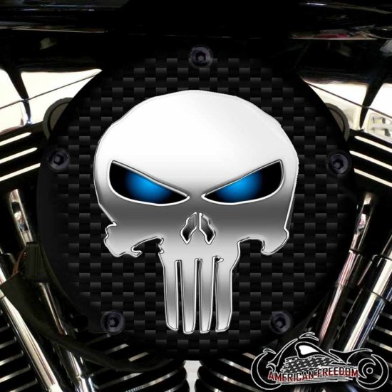 Harley Davidson High Flow Air Cleaner Cover - Punisher Blue Eyes
