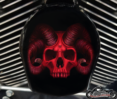 Custom Horn Cover - Red Demon Skull