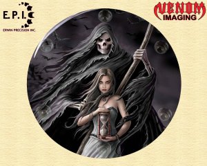 SUZUKI M109R Derby/Engine Cover - Reaper And Hourglass Woman