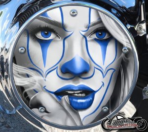 Custom Derby Cover - Blue Chicano Girl