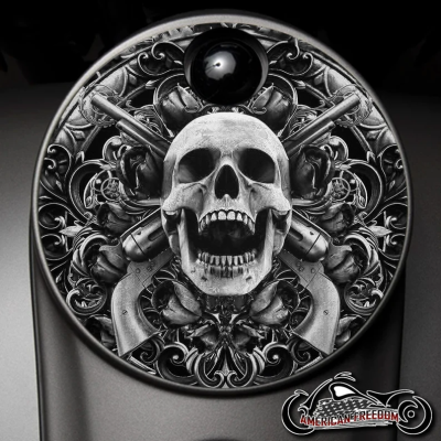 Custom Fuel Door - BW Skull Guns