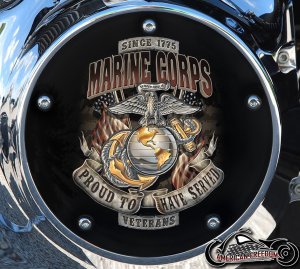 Custom Derby Cover - Marine Proud To Have Served