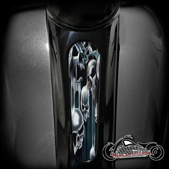 Harley 8 Inch Dash Insert - Melting Skulls (1)
