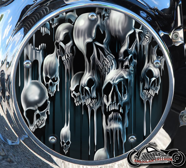 Custom Derby Cover - Melting Skulls