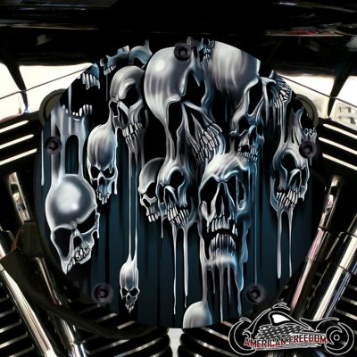 Harley Davidson High Flow Air Cleaner Cover - Melting Skulls
