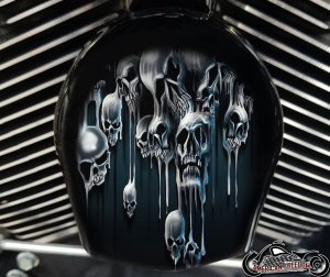 Custom Horn Cover - Melting Skulls