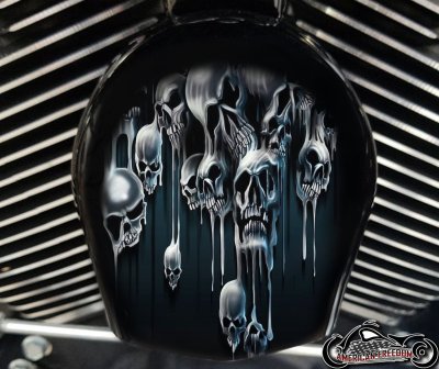 Custom Horn Cover - Melting Skulls