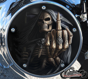 Custom Derby Cover - Middle Finger Reaper