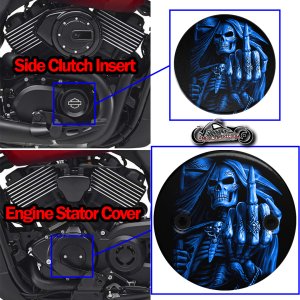 Harley Davidson XG500/XG750 2 pc. Set Reaper Middle Finger Blue