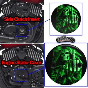 Harley Davidson XG500/XG750 2 PC Set Reaper Middle Finger Green