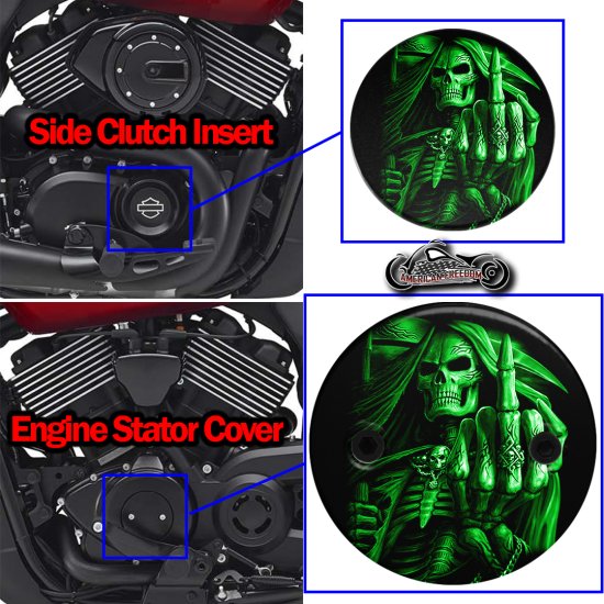 Harley Davidson XG500/XG750 2 PC Set Reaper Middle Finger Green